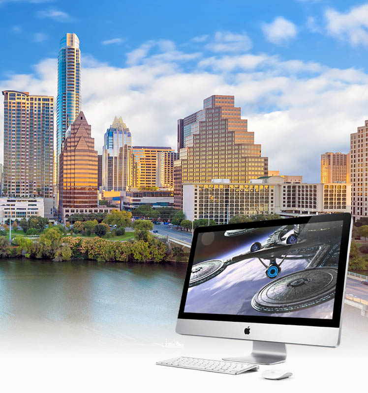 Austin skyline with Apple Computer